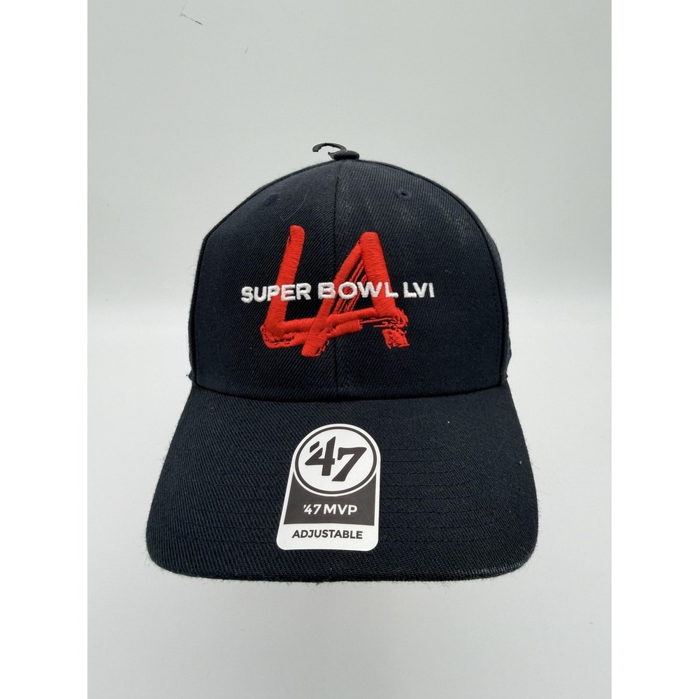 Super Bowl LVI Hat Cap Strap Back Mens One Size‎ Black NFL Football '47 MVP